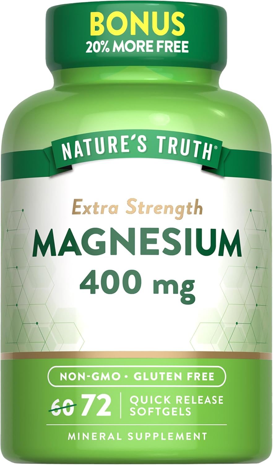 Magnesium | 400Mg | 72 Softgels | Value Size | Extra Strength | From Magnesium Oxide | Non-Gmo And Gluten Free Supplement | By Nature'S Truth