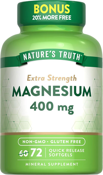 Magnesium | 400Mg | 72 Softgels | Value Size | Extra Strength | From Magnesium Oxide | Non-Gmo And Gluten Free Supplement | By Nature'S Truth