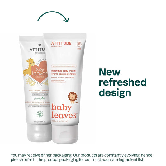 ATTITUDE Body Cream for Baby, EWG Verified, Made with Naturally Derived Ingredients, Vegan, Pear Nectar, 6.7 Fl Oz