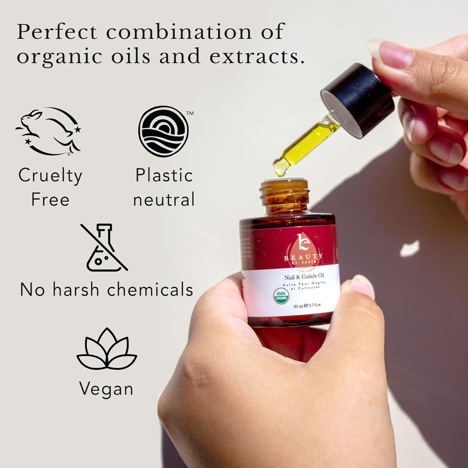 Beauty by Earth Organic Nail and Cuticle Oil - USA Made Nail Oil for Growth and Strength, Nail Treatment for Damaged Nails, Cuticle Repair and Nail Care : Beauty & Personal Care