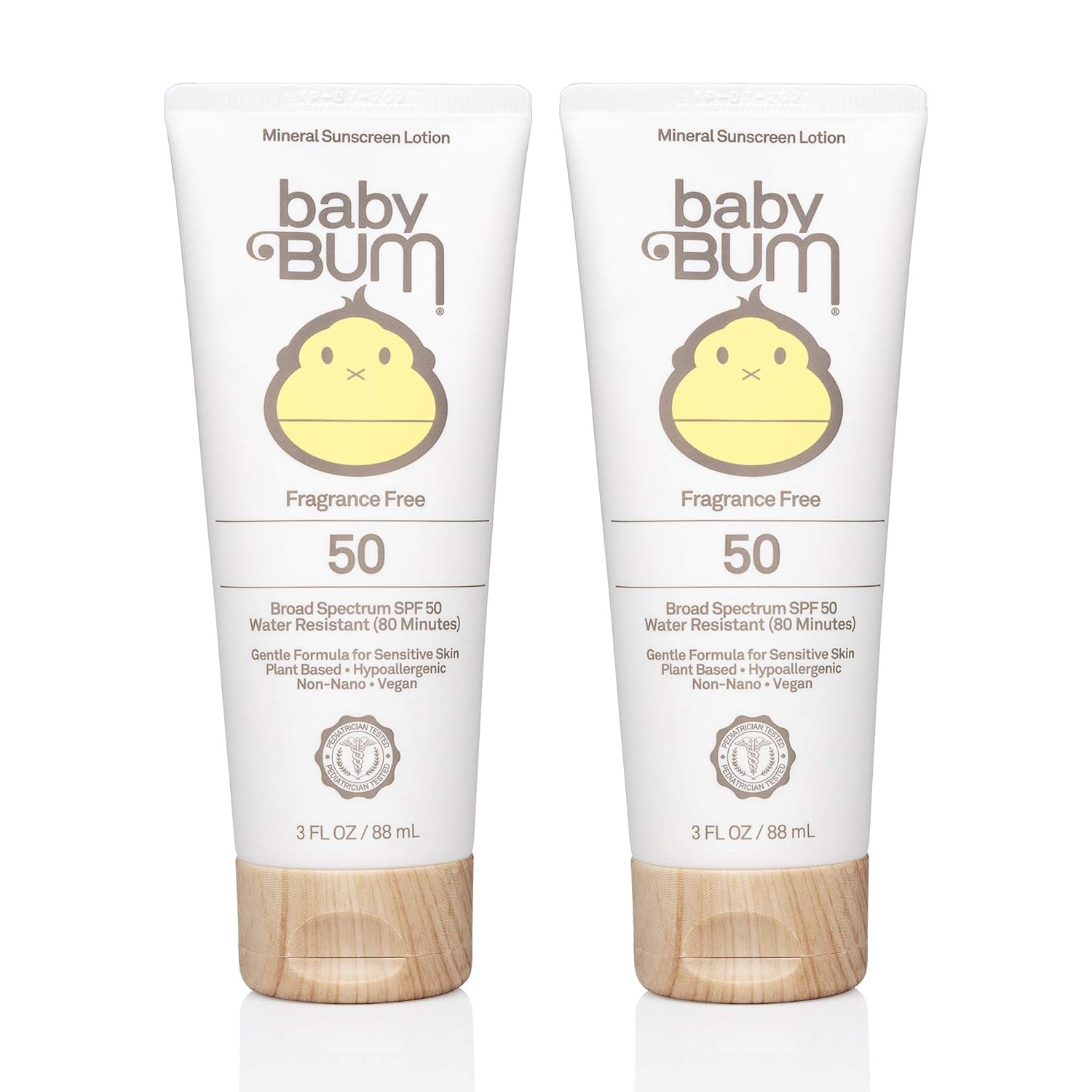 Baby Bum Mineral Sunscreen Lotion | Spf 50 | Uva, Uvb Face And Body Protection | Fragrance Free Safe For Sensitive Skin | Travel Size | 3 Ounce | Pack Of 2