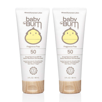 Baby Bum Mineral Sunscreen Lotion | Spf 50 | Uva, Uvb Face And Body Protection | Fragrance Free Safe For Sensitive Skin | Travel Size | 3 Ounce | Pack Of 2