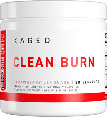 Kaged Thermogenic Powder Clean Burn Strawberry Lemonade Men & Women Weight Management Supplement Organic Caffeine Apple Cider Vinegar 30 Servings