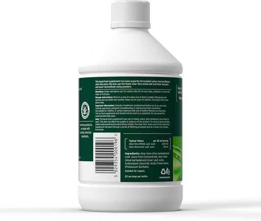 Aloe Pura Aloe Vera Maximum Strength Juice, Natural, Vegan, Cruelty Free, Food Supplement, 500Ml