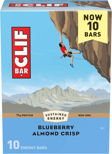 Clif Bar - Blueberry Almond Crisp - Made With Organic Oats - 11G Protein - Non-Gmo - Plant Based - Energy Bars - 2.4 Oz. (10 Pack)