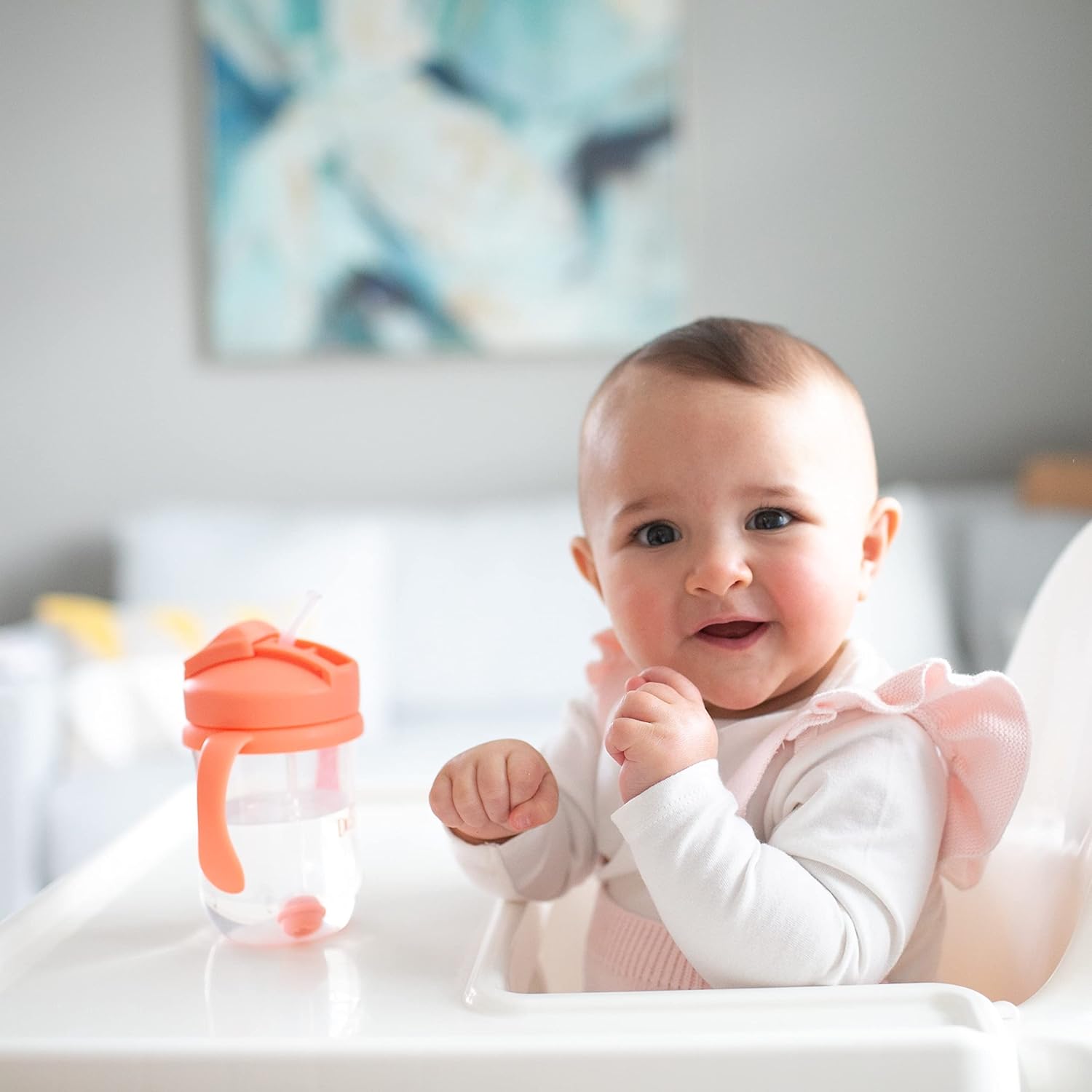 Dr. Brown’s Milestones Baby’s First Straw Cup, Training Cup with Weighted Straw, Coral, 6m+ : Sports & Outdoors