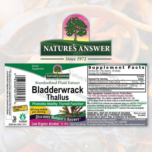 Nature's Answer Bladderwrack Thallus with Organic Low Alcohol 1 Fluid Ounce | Natural Immune Booster | Supports Digestion | Promotes a Healthy Thyroid