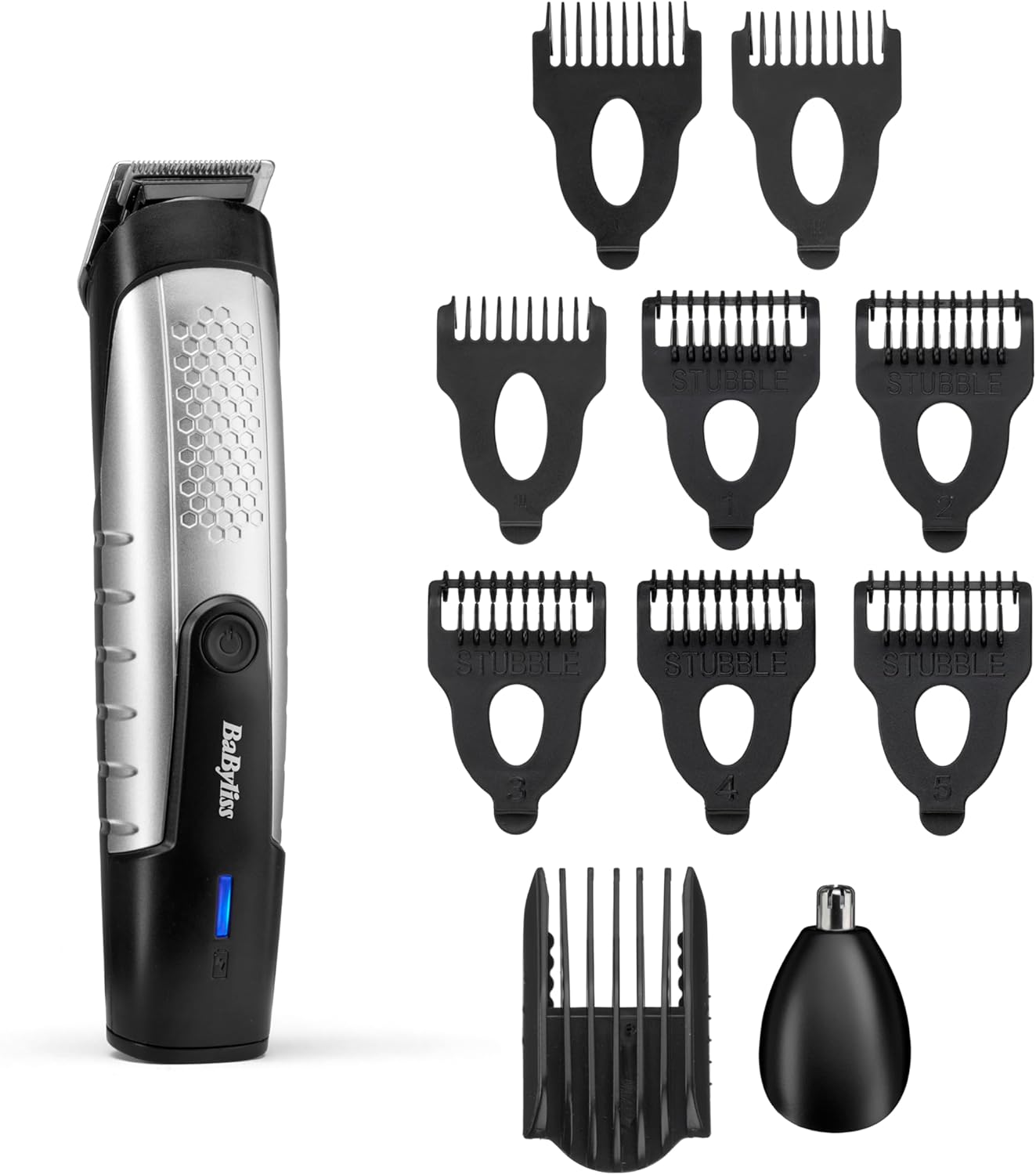 Babyliss Lithium Power Beard Trimmer, Cordless, Including Nose Hair Trimmer, Waterproof, Gifts For Men, Black