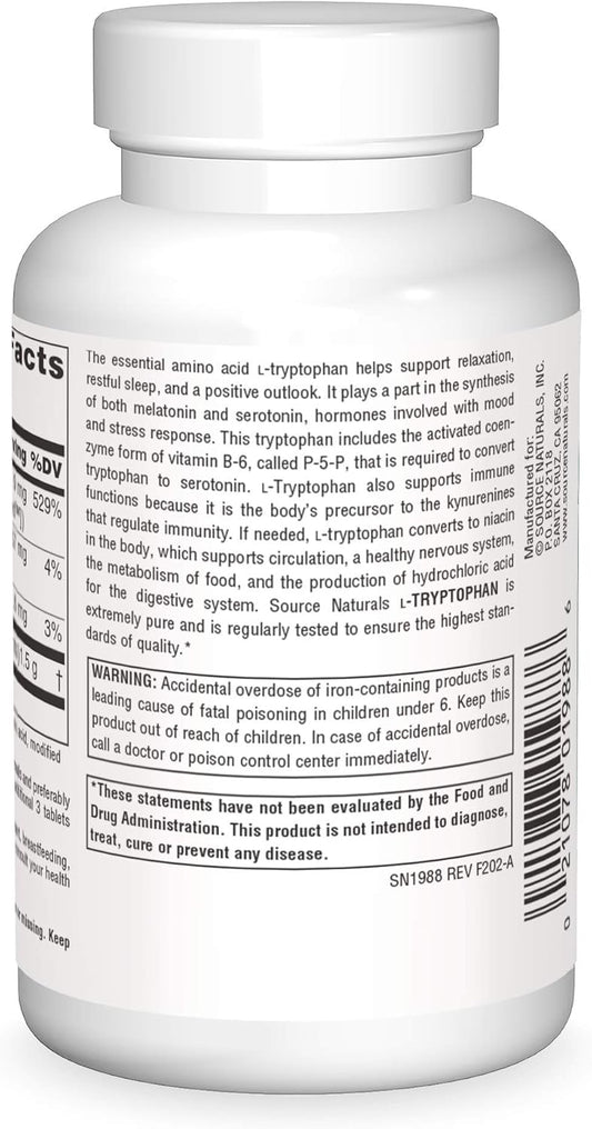 Source Naturals L-Tryptophan With Coenzyme B-6, 500Mg - 120 Tablets