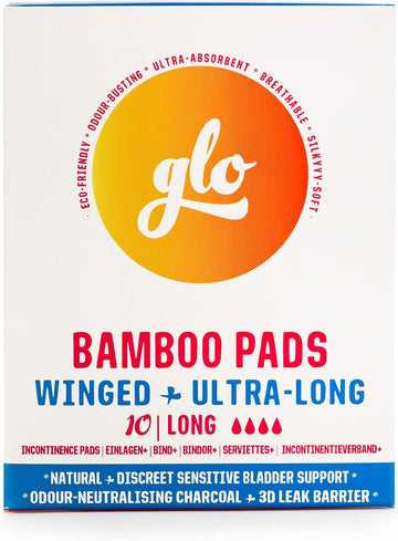 glo Organic Bamboo Light Incontinence Pads - Ultra Biodegradable for Sensitive Bladders & Periods - Superior Leak Protection and Comfort Sanitary Towels - 10 Count