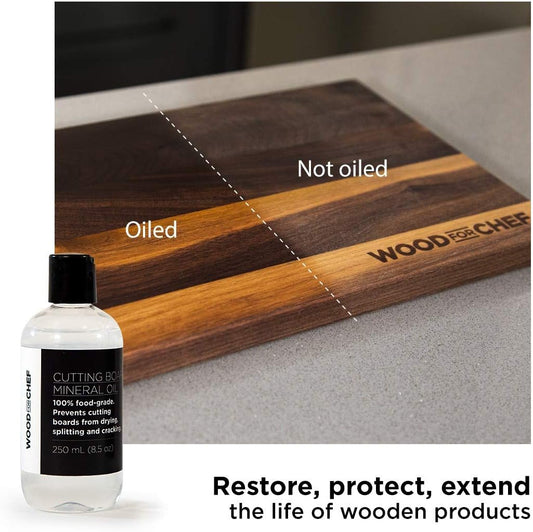 Cutting Board Food Grade Mineral Oil (8,5 oz) - Revitalize Cutting Board, Butcher Block, Countertops and Wood Utensils - Food Safe - Made in North America
