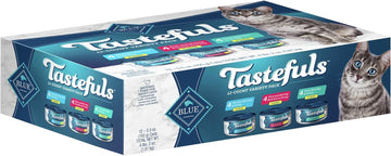 Blue Buffalo Tastefuls Natural Flaked Wet Cat Food Variety Pack, Tuna, Chicken And Fish & Shrimp Entrées In Gravy 5.5-Oz Cans (12 Count - 4 Of Each)