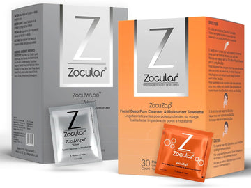 Zocuwipe Eyelid Wipes With Okra Complex - Eyelid Cleanser And Moisturizer Pads 40Ct + Zocular Zocuzap Facial Wipes 30 Ct Bundle