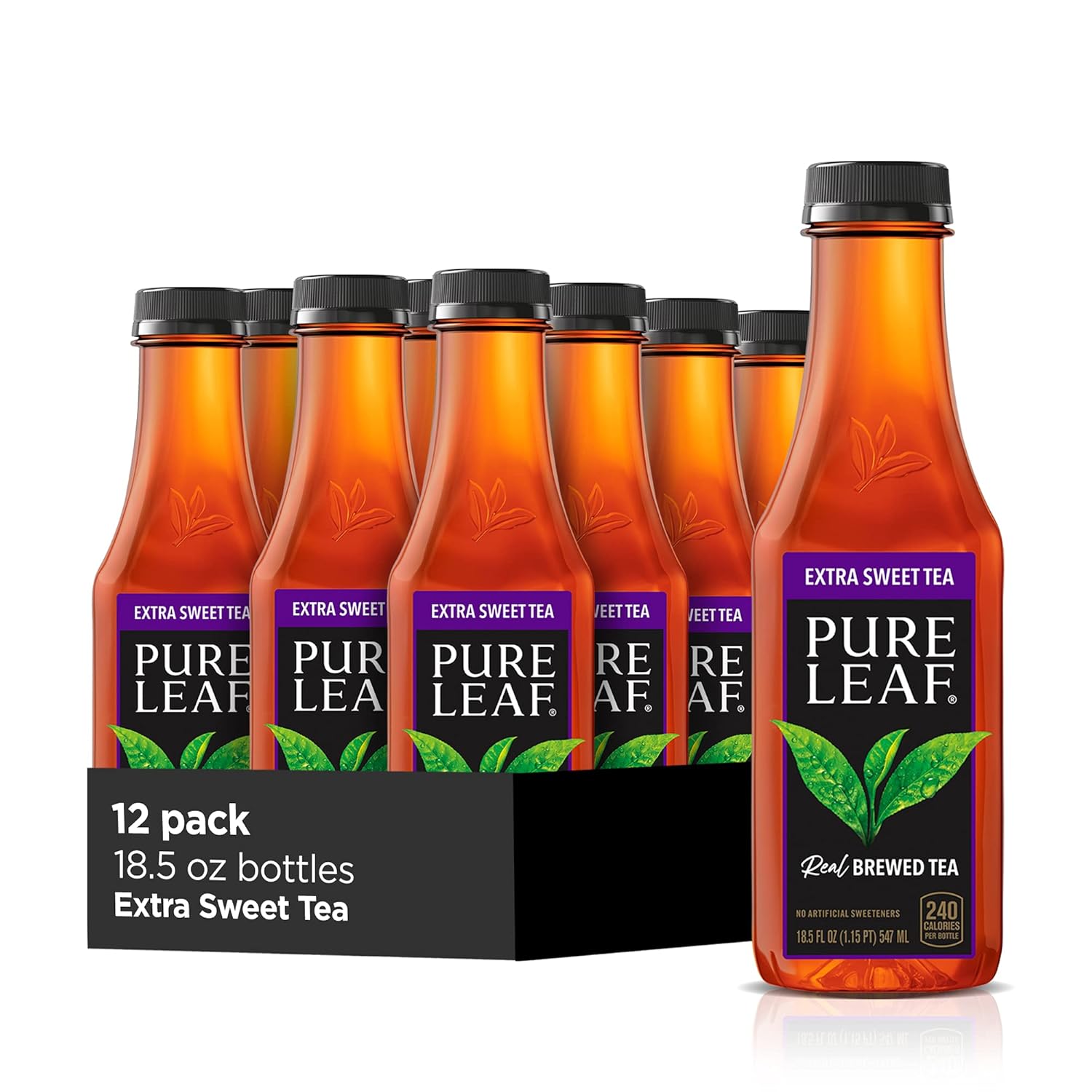 Pure Leaf Iced Tea, Extra Sweet, Real Brewed Tea, 18.5 Fl Oz Bottles (Pack Of 12)