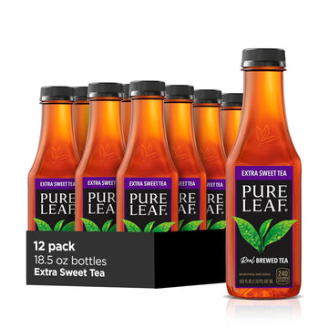 Pure Leaf Iced Tea, Extra Sweet, Real Brewed Tea, 18.5 Fl Oz Bottles (Pack Of 12)