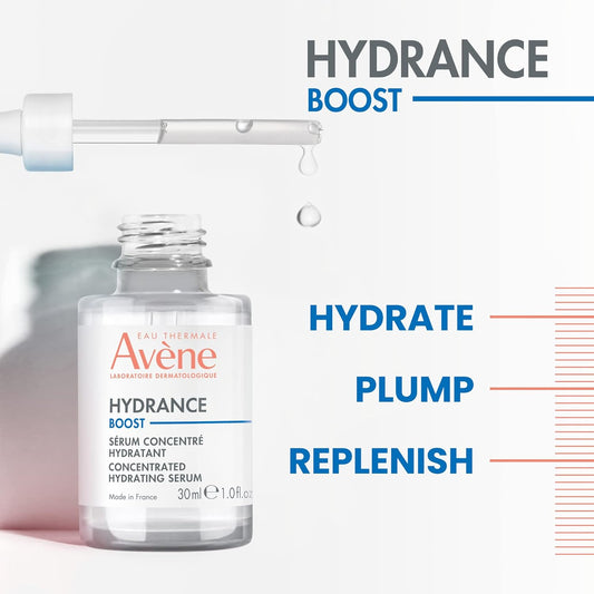 Avène Hydrance Boost Concentrated Hydrating Serum, 48 Hour Hydration, Hyaluronic Acid, 1.0 Fl Oz