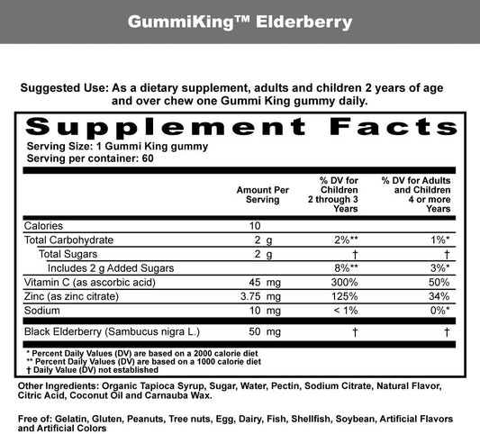Gummi King Elderberry Gummi (Dietary Supplements), Natural Rasberry, 60 Count,Redish : Health & Household