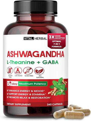 Ashwagandha Complex With L-Theanine, Turmeric, Rhodiola & St. John’S Wort – Herbal Blend For Daily Wellness – 240 Capsules
