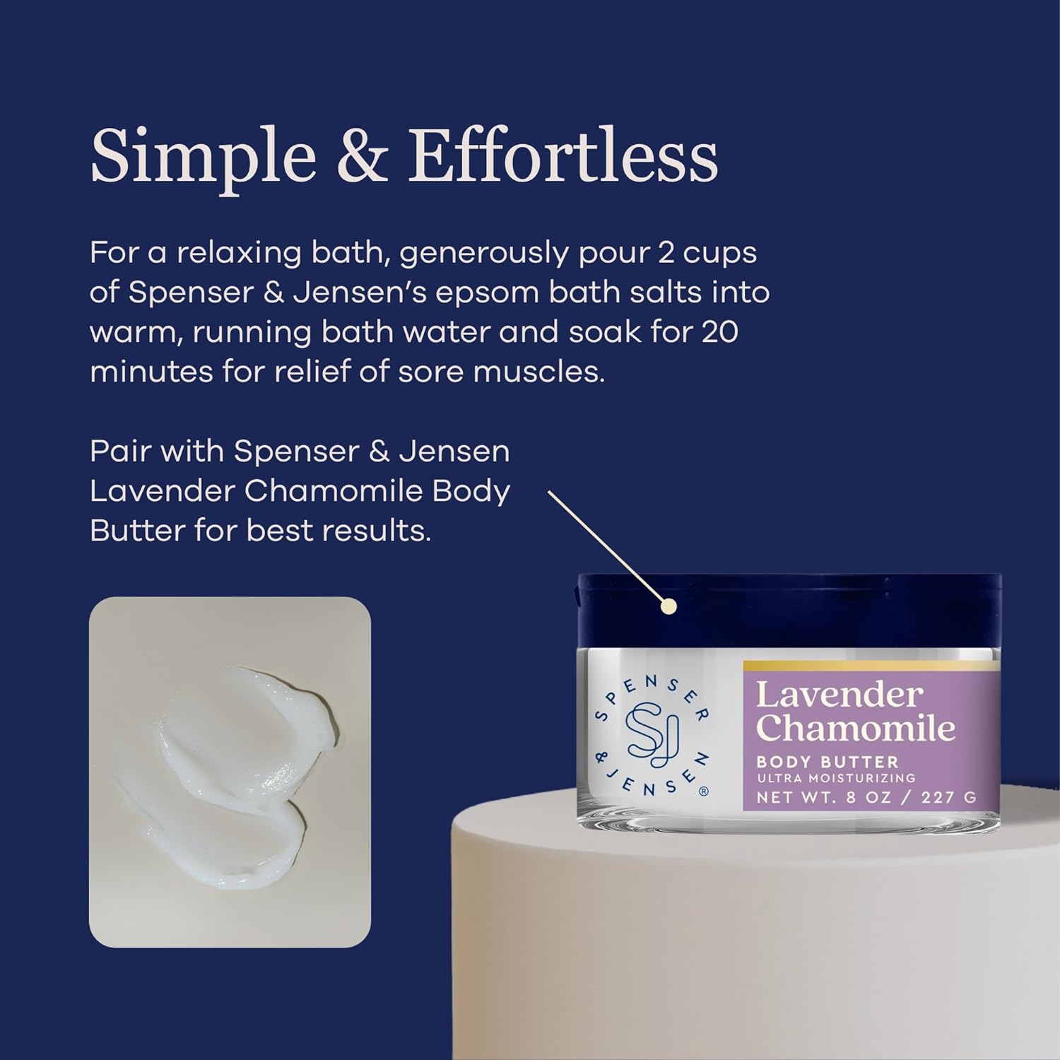 Spenser & Jensen Lavender & Chamomile Epsom Bath Salts - Epsom Salts for Soaking, Foot Care, & Self Care - for All Skin Types - Paraben Free - 3 LB (Pack of 2) : Beauty & Personal Care