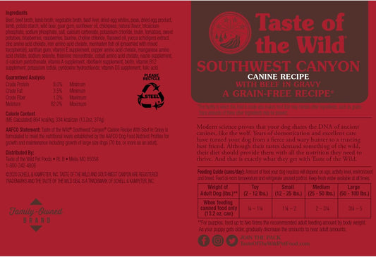 Taste Of The Wild Southwest Canyon Canine Recipe With Beef In Gravy 13.2Oz