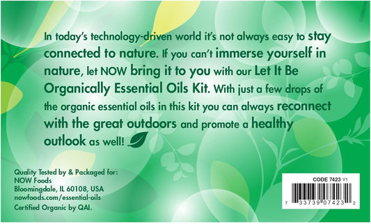 Now Essential Oils, Let It Be Organically Kit, 4X10Ml Including: Organic Lavender, Organic Tea Tree, Organic Peppermint And Organic Lemon Essential Oils With Child Resistant Caps