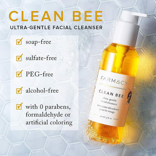 Farmacy Clean Bee Gentle Facial Cleanser - Daily Face Wash & Moisturizer w/Hyaluronic Acid