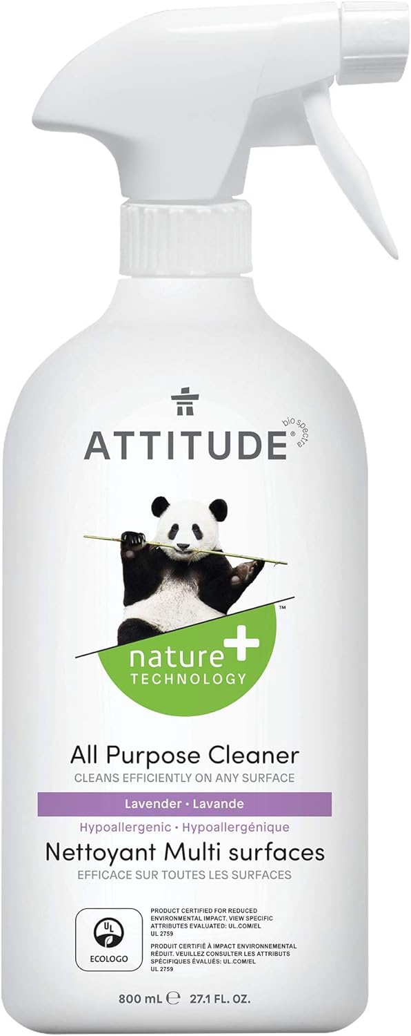 ATTITUDE All Purpose Cleaner, EWG Verified Multi-Surface Products, Vegan, Naturally Derived Multipurpose Cleaning Spray, Lavender, 27.1 Fl Oz