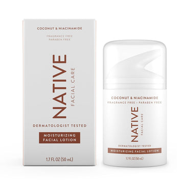 Native Moisturizing Daily Facial Moisturizer Gentle Face Lotion Hydrating Cream For Women And Men With Vitamin B3 & Coconut Lightweight Non Greasy Formula - 1.7 Fl Oz