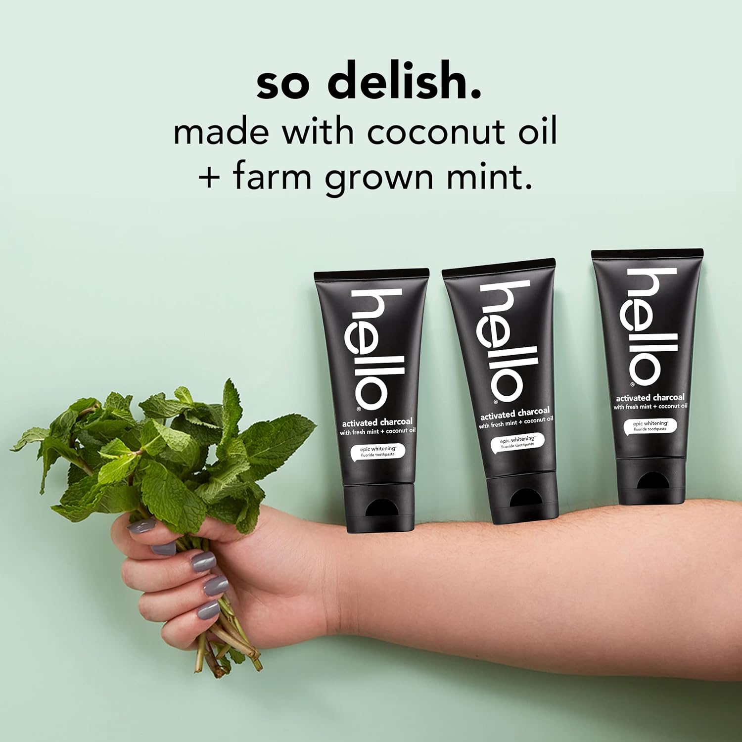 Hello Epic Teeth Whitening Charcoal Fluoride Toothpaste, Natural Fresh Mint, Vegan, Peroxide Free, 82 ml : Amazon.co.uk: Beauty