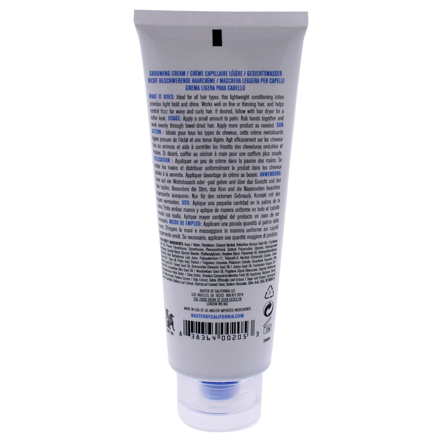 Baxter of California Grooming Cream for Men | Light Hold | Natural Finish | Hair Styler | 3.4 oz : Beauty & Personal Care