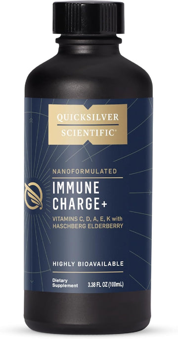 Quicksilver Scientific Immune Charge+ - Elderberry Immune Support With 10,000 Iu Vitamin D3, 25,000 Vitamin A, Vitamin C, E, K1 & K2 For Immune Health & Lung Support (100Ml)