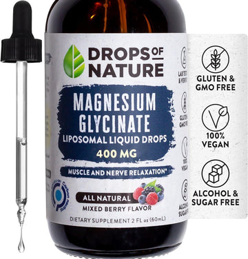 Magnesium Glycinate Liquid Drops | Vegan, Non-GMO, Enhanced Absorption, Made with Organic Natural Flavor | Liquid Magnesium Glycinate for Optimal Health & Well-Being (2oz 60mL)