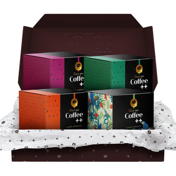 Coffee Plus Gift Set | Gourmet Box Sampler | Medium Roast Single Serve Pour Over Specialty Coffee | Variety Pack | Selection Of 4 Assorted Flavors X 10 Units | 40 Servings