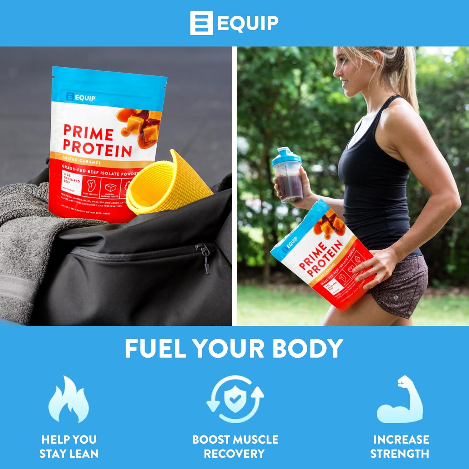 Equip Foods Prime Protein Powder - Salted Caramel & Iced Coffee - Grass Fed Beef Protein Powder Isolate - Paleo and Keto Friendly, Gluten Free Carnivore Protein Powder - Helps Build and Repair Tissue : Health & Household