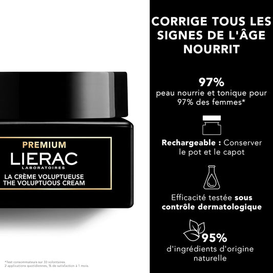 Lierac The Voluptuous Face Cream - Wrinkle-Minimizing Face Moisturizer Cream For Woman, Fine Lines, Hydrating, Corrects All The Signs Of Aging With Niacinamide & Hyaluronic Acid, Sensitive Skin - 50Ml