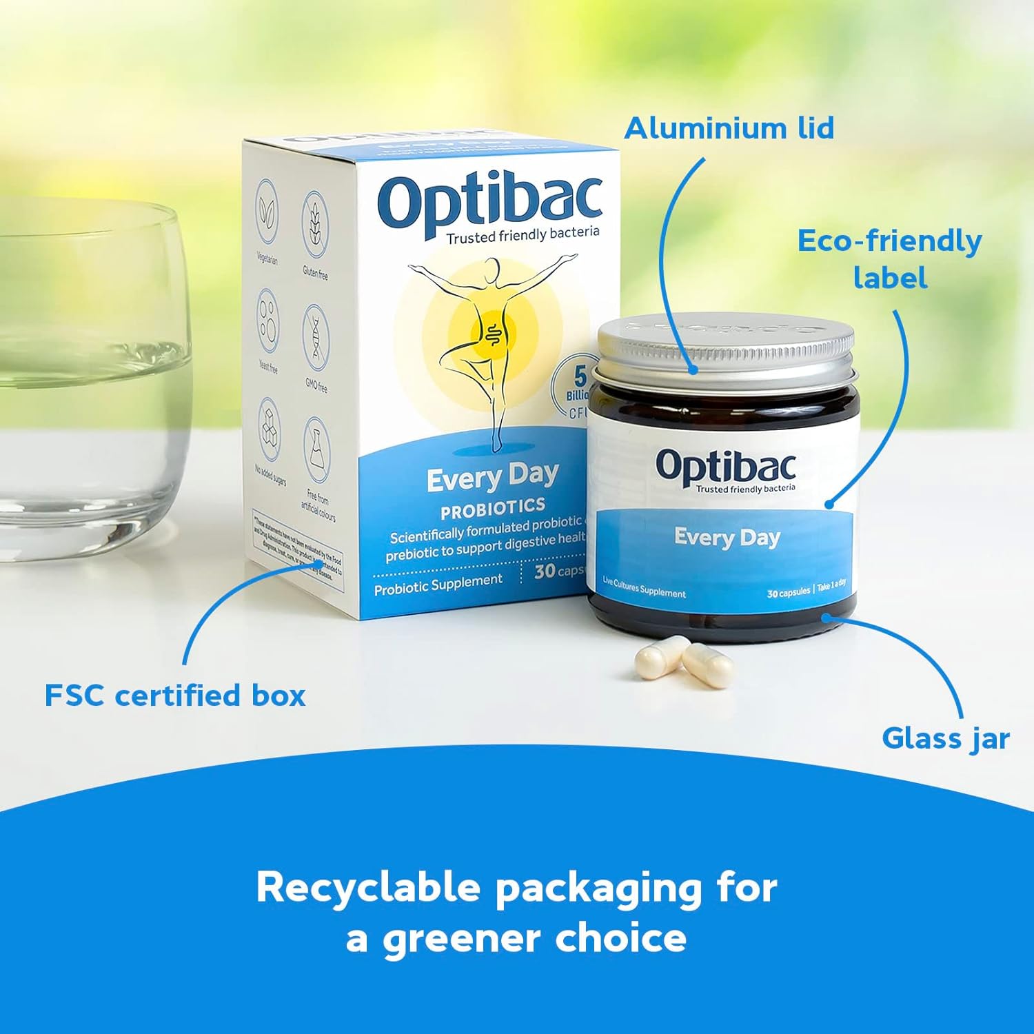 Optibac Probiotics For Every Day - Vegetarian Probiotic Supplement For Digestion & Gut Health, 5 Billion Cfu & Prebiotic - 30 Capsules : Health & Household