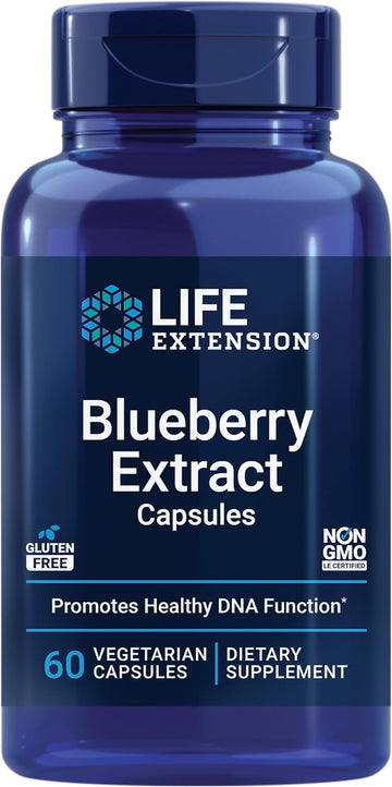 Life Extension Blueberry Extract Capsules - Whole Fruit Wild Blueberry Extract Supplement Pills- For Brain Health Support - Non-Gmo, Gluten-Free ,Vegetarian - 60 Capsules