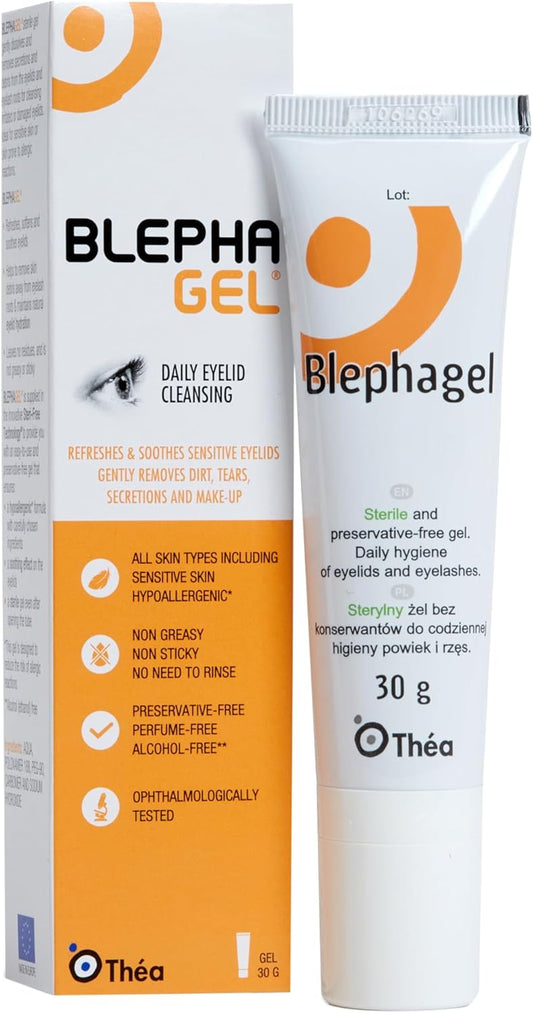 Dry Eye And Eye Cleansing Bundle For Sensitive Eyes - Thealoz Duo Eye Drops For Long Lasting Relief, 10 Ml & Blephagel Eyelid Cleansing Gel, Gentle Formula To Refresh Sensitive Eyelids, 30G