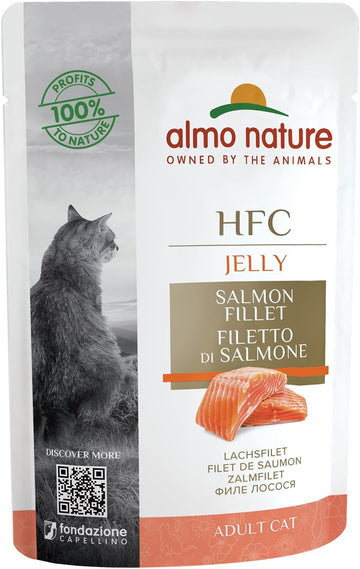 almo nature HFC Jelly Wet Cat Food Pouch with Salmon (Pack of 24 x55g)?5046