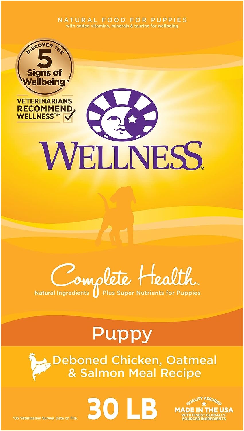 Wellness Complete Health Dry Puppy Food, Chicken, Salmon & Oatmeal, 30-Pound Bag