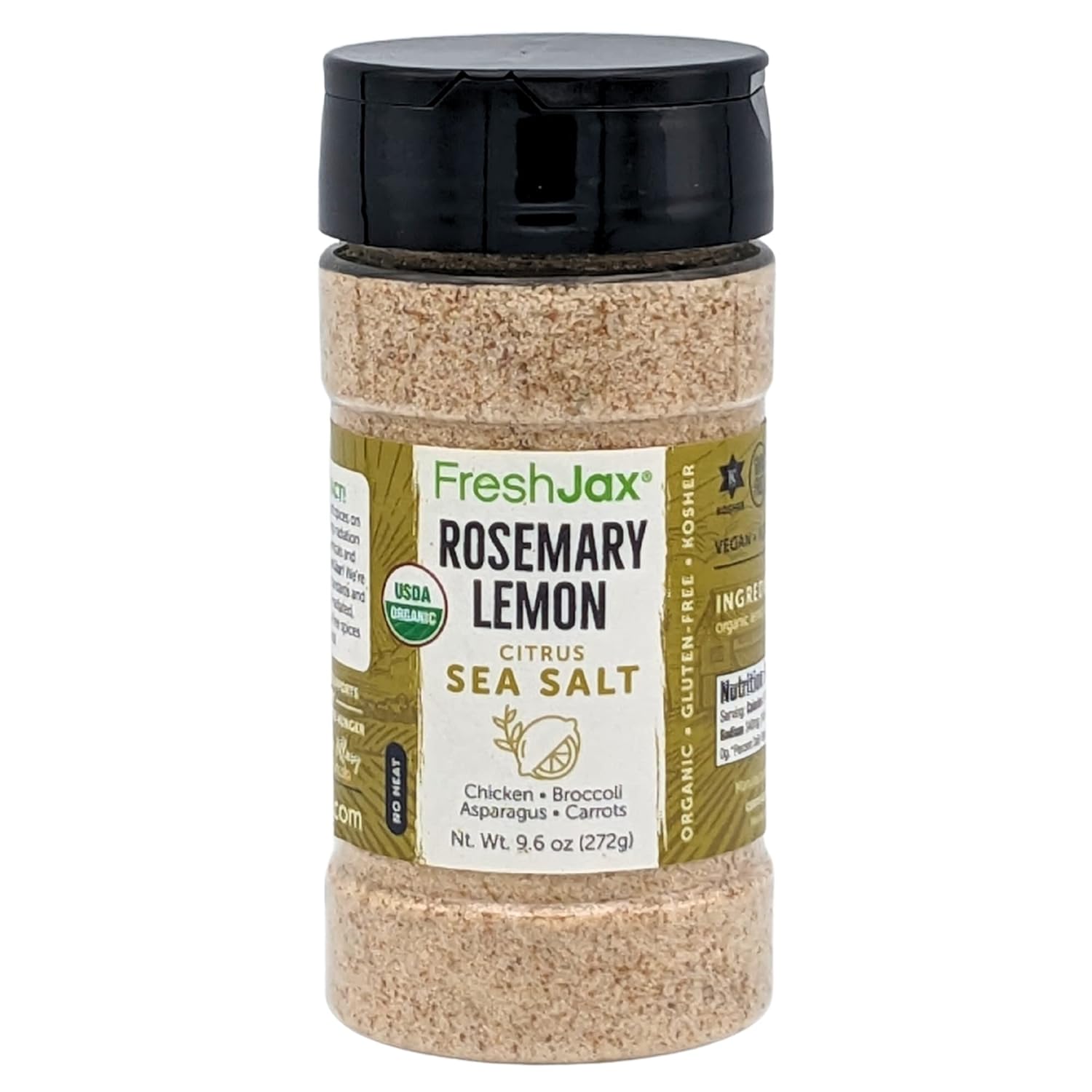 FreshJax Organic Rosemary Lemon Citrus Sea Salt (9.6 oz Bottle) Non GMO, Gluten Free, Keto, Paleo, No Preservatives rosemary lemon seasoning | Handcrafted in Jacksonville | Premium Gourmet Spices and Seasonings
