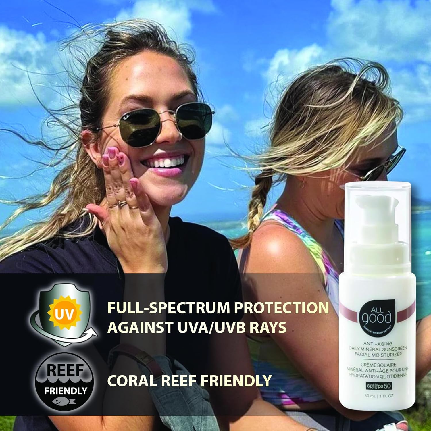 All Good Anti-Aging Daily Mineral Sunscreen Face Moisturizer With Spf 50 Protection | W/Hyaluronic Acid, Niacinamide, Calendula Extract | Hydrating Facial Lotion W/Broad Spectrum Protection - 1Oz : Beauty & Personal Care