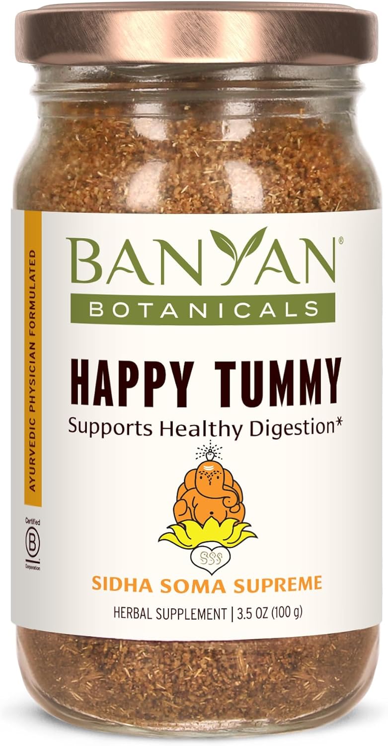 Banyan Botanicals Happy Tummy – Organic Ayurvedic Formula For Healthy Digestion – Promotes Fresh Breath And Comfortable Digestion* – 3 Oz – Gluten Free, Non-Gmo, Sustainably Sourced