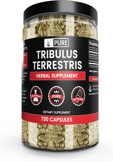 Pure Original Ingredients Tribulus Terrestris, No Magnesium Or Rice Fillers, Always Pure, Lab Verified (730 Capsules)