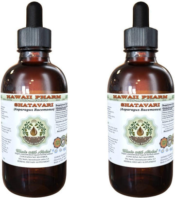 Hawaii Pharm Shatavari Alcohol-Free Liquid Extract, Shatavari (Asparagus Racemosus) Root Glycerite Natural Herbal Supplement, USA 2x4 fl.oz