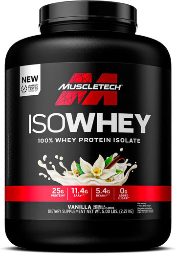 Muscletech | Isowhey | Whey Protein Isolate Powder| Muscle Builder For Men & Women | Post Workout Recovery Supplement | Vanilla | 5 Lbs | 75 Servings