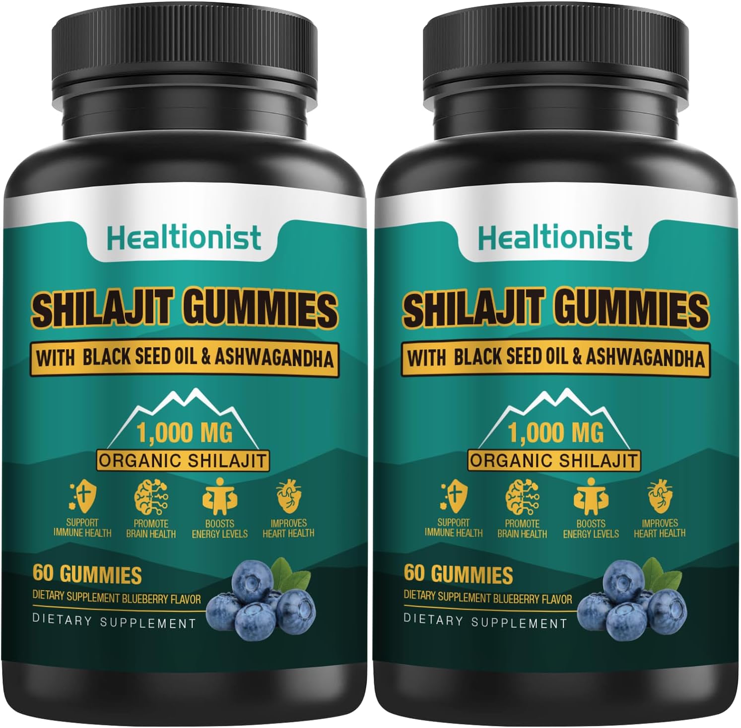 1 Packs 1000 Mg Shilajit Supplement Gummies With 85+ Trace Minerals, Fulvic Acid, Pure Organic Shilajit Himalayan Gummy For Men & Women, Energy, Brain, Immunity Suport - 60 Counts