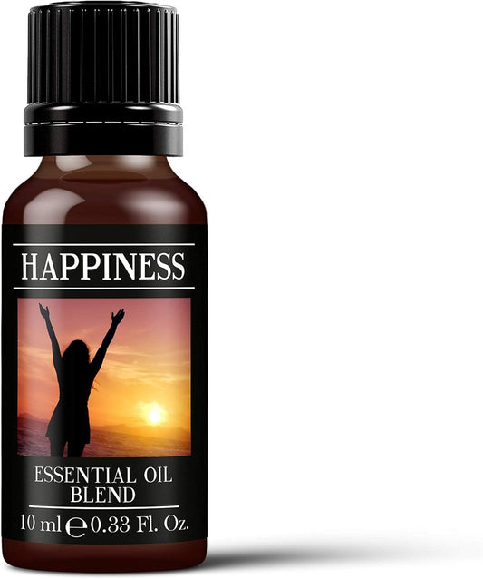 Mystix London | Happiness Essential Oil Blend 10Ml | Chamomile | Clary Sage | Grapefruit | Lavender | Orange | Aromatherapy Oil | Citrus Floral Fragrance | For Diffusers & Massage | Vegan, Gmo Free