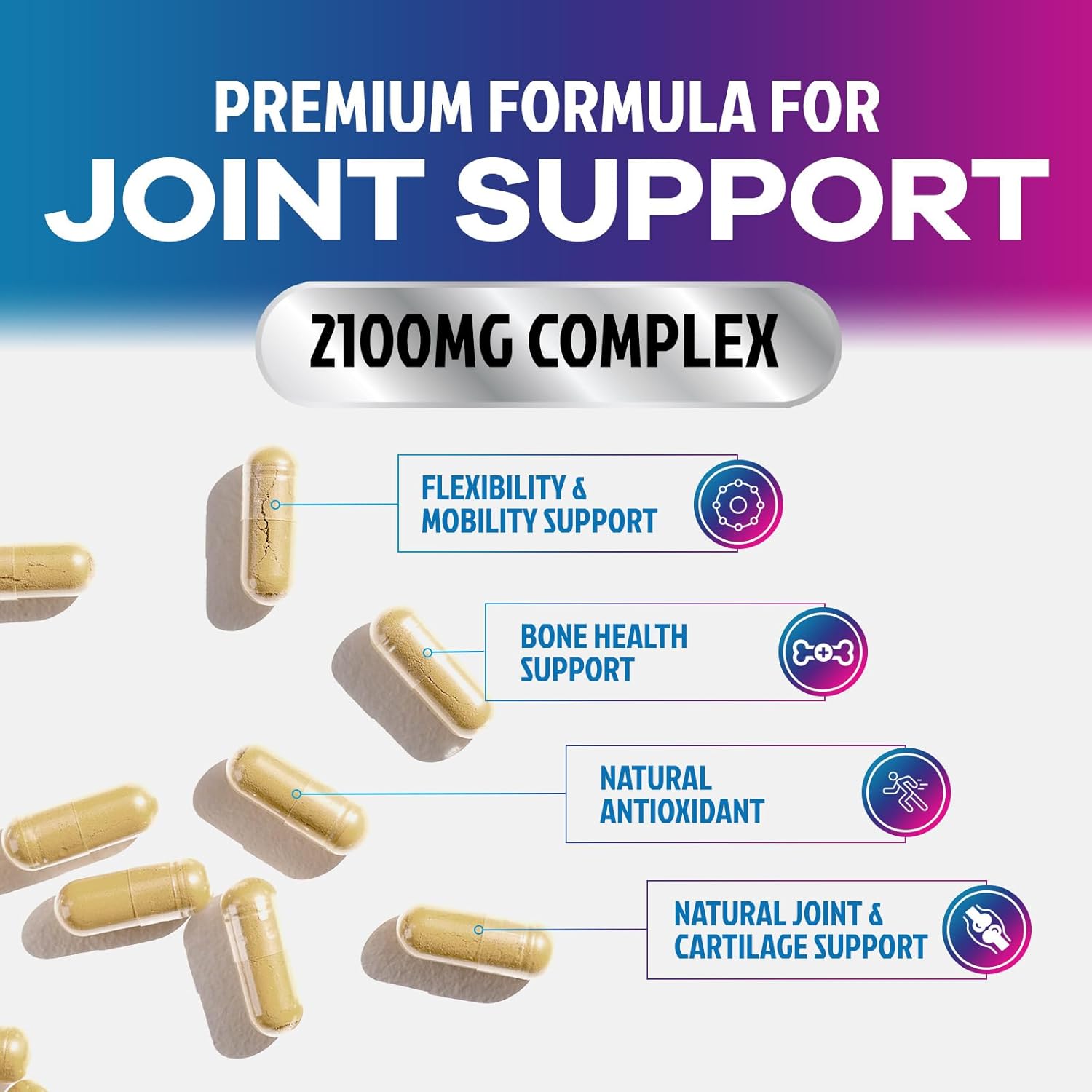 Glucosamine Chondroitin Supplement - 2100Mg Joint Health Supplement With Msm Turmeric & Boswellia - Quercetin For Cartilage, Flexibility & Mobility - Triple Strength Glucosamine Sulfate - 60 Capsules : Health & Household