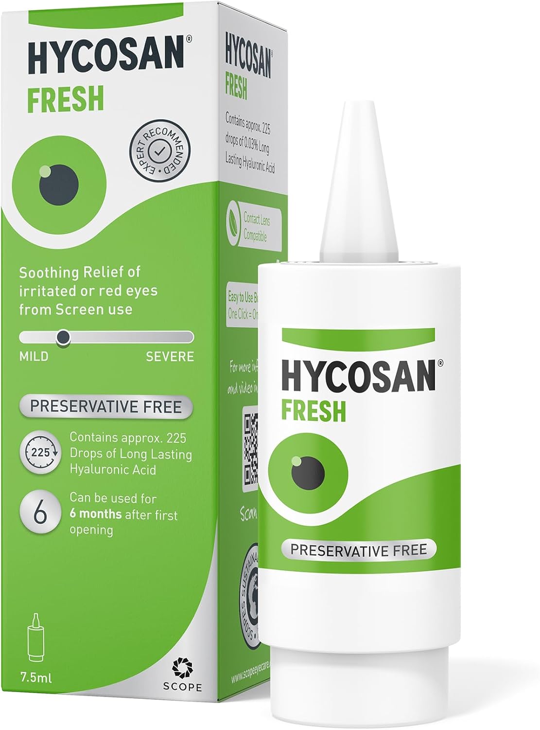 Hycosan Fresh - Triple Pack - Eye Drops With Hyaluronic Acid For Soothing Relief Of Mild Dry Eyes, Irritation, Or Redness From Screen Use - Preservative Free - 3X225 Measured Doses